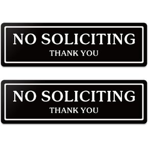 2-Pack No Soliciting Sign For House, Upgraded 9.5"x 2.8" No Soliciting Signs for Home with Strong Self-Adhesive, Acrylic No Soliciting Sign For Front Door/Wall/Window/Business/Home