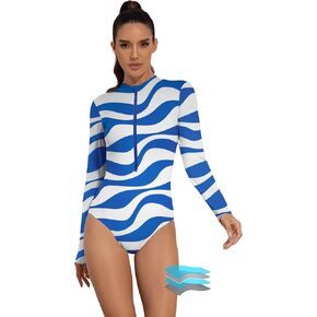 Beautikini Period Swimwear for Teens One Piece Long Sleeve Period Swimsuits UPF50+ Rash Guard Swimwear for Women
