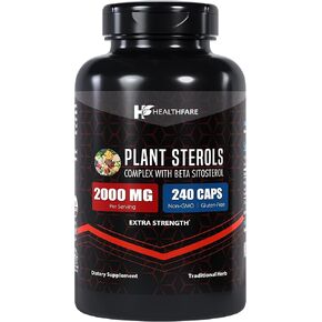 Plant Sterols 2000mg | 240 Count | Extra Strength Capsules with Beta Sitosterol | Gluten-Free & Non-GMO