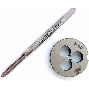 1PC 4-40 UNC Tap + 1PC 4-40 UNC Die, HSS Tap and Die Set Right Hand Tap