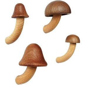 4 Pcs Handmade Mushroom Refrigerator Magnets, Wooden Mushroom Fridge Magnets, Home Office Kitchen Whiteboard Decorative Magnets