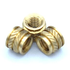 [ J&J Products ] Brass Insert IUB-032, 10-32 Tapered, Thru-Threaded, 7.5 mm OD, 5.7 mm Length, Heat Staking Inserts, 40pcs