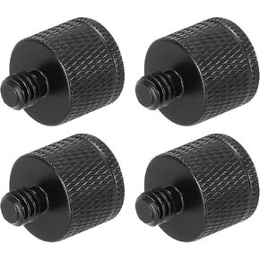 MECCANIXITY 4Pcs Mic Stand Adapter 3/8 Female to M6 Male Thread Screw Adapter Aluminum Alloy for Microphone Tripod Stand Mount Black