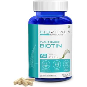 Plant Based Biotin Capsules for Hair, Skin & Nails - Supports Hair Growth, Promote Hormonal Balance Enriched with SESBANIA GRANDIFLORA, Beetroot & Spinach - 60 Veg Capsules