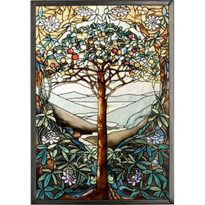 MI Hummel/Glassmasters 9-1/4 by 13-1/4-Inch Tree of Life Stained Glass Panel