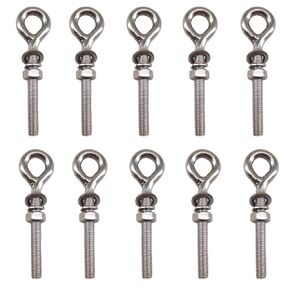 16 Pack Eye Bolt Ringbolt 304 Stainless Steel Long Shank Closed Ring Eyelet Screws Eyebolt with Washer and Nut for Yacht Boat Marine Yoga Hammock M6