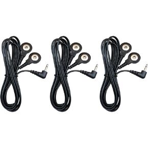 TENS Unit Wires Replacement Cords: BesCable 3pcs Cable Lead Replacements with DC 2.5mm Mini Plug to 2 Snap Connectors for Electrode eStim Pads - Black 3.9ft