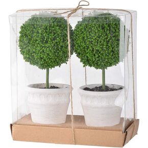 A&B Home Artificial Plants - Artificial Boxwood Topiary Tree, Artificial Ball Shaped Tree w/Black Pulp Pot for Home Décor Indoor,Set of 3 Faux Tabletop Plant, 11" x 4" x 10"