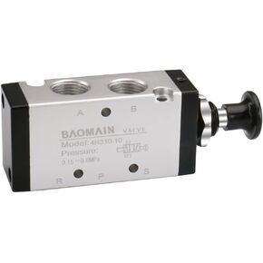Baomain Hand Pull Valve 2 Position 5 Way G3/8 Air Hand Lever Operated Valve Pneumatic Solenoid Valve Manual Control Push-Pull 4R310-10