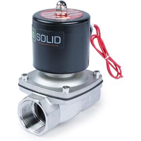2" Solenoid Valve - 12V DC Stainless Steel Electric Solenoid Valve, Normally Closed, Viton Seal