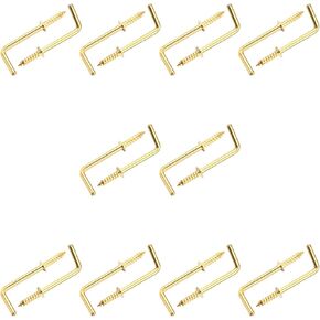 Yinpecly 30pcs 38mm Length Copper Plated Self-Tapping Right-Angle L Shape Screw Hook for Home, Workplace, Office Gold Tone