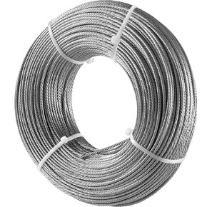 Wire Rope, 3/16'' Wire Rope, 304 Stainless Steel 164ft. 4.8mm Wire Aircraft Cable, 7x7 Strand Core 4200 lbs Breaking Strength Suitable for String Lights, Clotheslines, Marine Ropes