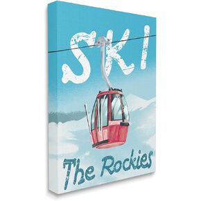 Stupell Industries Ski Trolly The Rocky Mountains Winter Blue, Designed by Ziwei LI Canvas Wall Art, 24 x 30