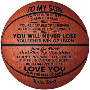 PRSTENLY Custom Outdoor Basketball Gift, Personalized 29.5" Basketball Outdoor, Engraved Birthday Graduation Back to School Gifts for Son from Dad- You Will Never Lose, You Either Learn Or Win