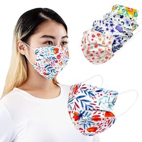 Disposable Safety Mask 3 Layer Protection Face Mask for Adults 50 pcs (Lavender print)
