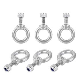 uxcell Lifting Eye Bolt M4 x 11mm Male Thread with Hex Screw Nut for Hanging Securing Chain Wire Rope, 304 Stainless Steel, 6 Sets