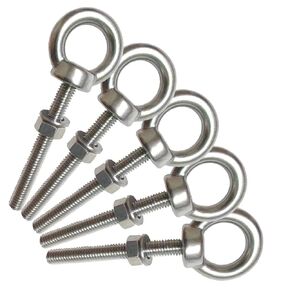 Stainless Steel Eye Bolt, 5pack M6 Shoulder Eye Bolts 1/4" X 2"with Nuts and Washer Thread Lifting Ring Eyebolt