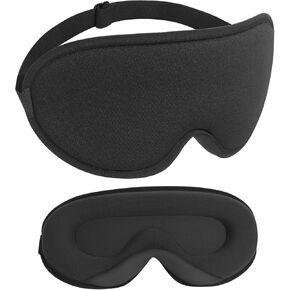 Sleep Eye Mask, Zero Eye Pressure Sleeping Mask, Ergonomic 3D Contoured Cup Eye mask Blindfold for Man Women, Block Out Light, Eye Cover with Adjustable Strap, Breathable & Soft (Black)