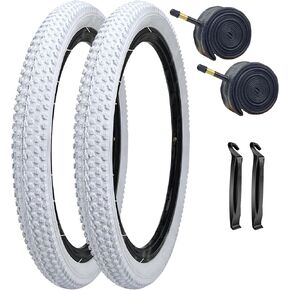 SIMEIQI 2 Pack 12"/14"/ 16“/18"/20“x2.125 White Bike Tires and Tubes for Kid's Tires Bicycle Replacement Tyres Compatible with 12/14/16/18/20x1.75/1.95/2.0/2.125 Tire Wheel