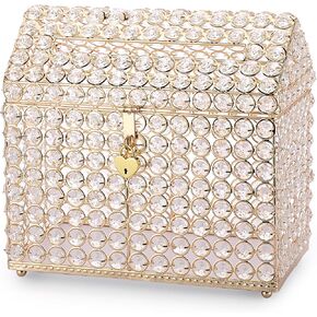 صندوق بطاقات الزفاف الكريستالي من ELLDOO مع قفل على شكل قلب، صندوق بطاقات المال مع غطاء على شكل منزل، هدية فضية لحفلات الزفاف، ديكور مركزي، الذكرى السنوية، تذكار، صندوق عرض الهدايا in Kuwait