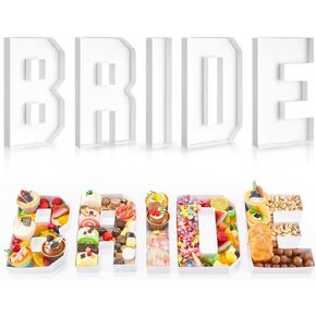 DoubleFill 5 Pcs Bride Charcuterie Letters Fillable Cardboard Letter Charcuterie Board Box Cardboard Letter Box Strawberries Chocolate Candy Box for Wedding Bridal Shower Party Supplies Decorations