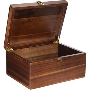 Wooden Storage Box - Wood Keepsake Box with Lid for Home Decor, Ideal for Anniversary Engagement Gifts, Couples Bridal Shower, 7.9x7.9x2.9 IN-WB004- Small