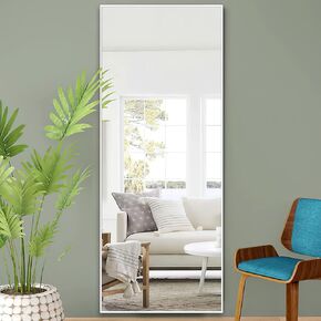 NeuType 59"x16" Full Length Mirror White Mirror Full Length Wall Mirror Floor Mirror Bathroom Mirror Large Mirror Wall-Mounted Mirrors Aluminum Alloy Frame Shower Mirror