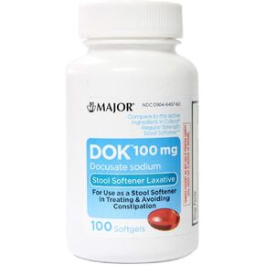 Major Pharmaceuticals DOK Stool Softener Softgels 100Mg, 100 Count Bottle