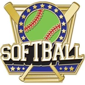 Crown Awards Softball Pin - 1" Softball Bat Shield Enamel Lapel Pin Prime