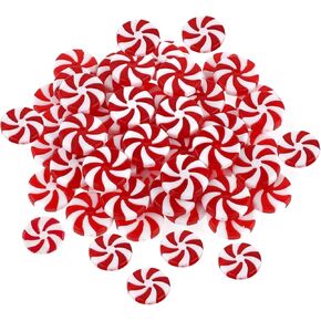 50pcs Peppermint Christmas Ornaments Christmas Candy Cane Fake Peppermints Plastic Peppermint Candy for Crafts Christmas Tree Peppermint Ornaments for Peppermint Decor Peppermint Candy Decorations
