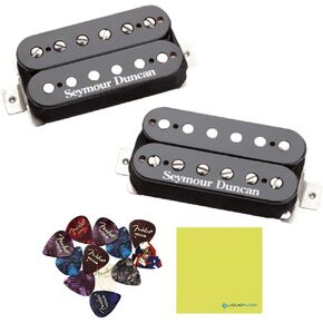 eymour Duncan JB and Jazz Set Guitar Pickup Bundle w/ 12 x Picks & Liquid Audio Polishing Cloth - Versatile Tones, Classic Rock, Blues, and Metal 11108-13-B