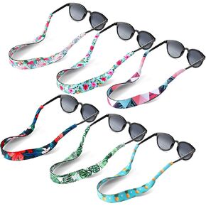 6 Pieces Floating Sunglasses Strap Hawaiian Float Neoprene Eyewear Retainer Summer Glasses Strap Sport Glasses Holder Strap for Men Women Kids