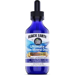 Black Earth Ultimate Trace Minerals 10x Strength, Fulvic Acid & Humic Acid, Non GMO Vegan Dropper, 1 Ounce - Ideal Supplement for Athletes