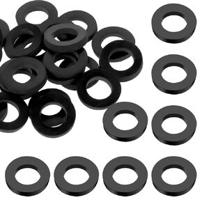 30 PCS Rubber Washers Seals Shower Hose Washers 1/2 Inch Black Flat Rubber Washers Assortment Kit Tap Sealing Rings Rubber Hose Washer for Hose Connecting Faucets Shower Head