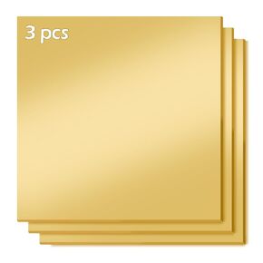 Gold Mirror Acrylic Sheets, 3 Pack 12" x 12" Square Acrylic Sheets 1/8" Thick (3mm) Rigid Tinted Mirror Acrylic Plastic Sheets for Cutting, Laser Cutting and Engraving