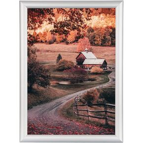 Poster Frame A2 Size (16.5"x 23.4"), Front-Loading Snap Frame, Silver 1 Inch Aluminum Profile, Wall Mounting, Professional Series