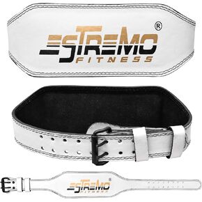 Weight Lifting Belt Genuine Leather 6 Inches Wide Lifting Belt for Men and Women, Gym Belts for Weightlifting, Powerlifting and Deadlift, Gym Lifting Belt - Durable & Comfortable - White