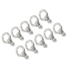 uxcell M3x9 1/8"x7/20" Stainless Steel Eye Bolts Threaded Screw Eyebolt Shoulder Ring with Nuts Washers for Lifting Hanging, 10 Set