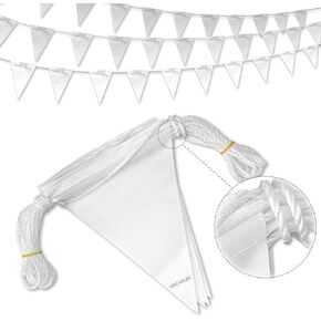 White Pennant Banner Flags | OSHA 500lb Rated | Strand Fade Resistant 【102FT】