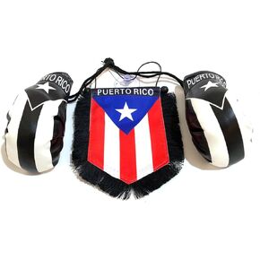 Puerto Rico Flags for Cars Boxing Gloves rearview