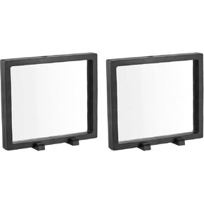 MECCANIXITY Floating Frame Display Holder Stand 3D Jewelry Display Box with Base 11.81 x 4.33 x 0.79 inch Black Pack of 2