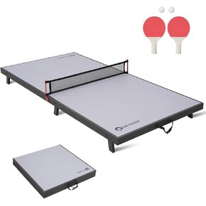 Foldable Table Tennis Table, Mini Portable Ping Pong Game Table for Indoor & Outdoor, Table Tennis Table Set w/Net, 2 Paddles, 2 Balls, No Assembly, 48inch