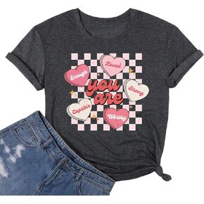 Valentine's Day Shirts Women Cute Love Heart Graphic Lover Tshirts for Her Casual Short Sleeves Tee Tops in Kuwait