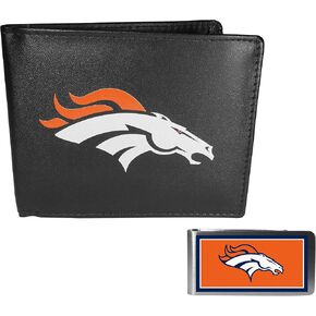 Siskiyou Sports NFL Denver Broncos Bi-fold Wallet & Color Money Clip, Black, One Size,FBIL020LMP