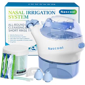 Nasal Irrigation System 50 Salt Packets Included, Nasal Irrigator for Sinus Relief & Nasal Care, Sinus Rinse Machine & Nose Cleaner