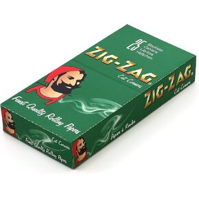 Full Box of Zig ZAG Green Regular Size Rolling Papers - 25 Packs Original