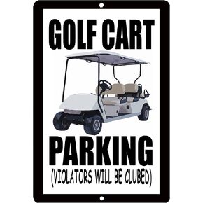 Rogue River Tactical Funny Golf Cart Parking Metal Tin Sign Golf Wall Decor Man Cave Bar Golfer Ball