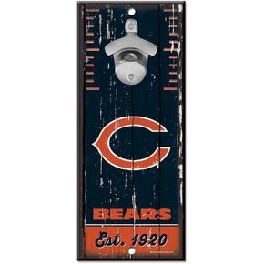 WinCraft NFL Chicago Bears 5x11 Wood Sign Bottle Opener, Team Colors, 5"x11"
