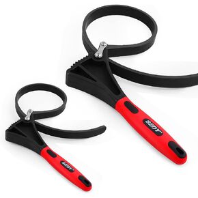 Rubber Strap Adjustable Wrench Set - 2-Piece Oil Filter Pipe Jar Opener 4"-6-3/8" Strong Grip Plumbers Universal Spanner Drain Sewer Cap Sink Pliers Nut Shower Head Valve Removal
