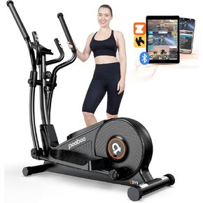 pooboo Elliptical Machine, Elliptical Exercise Machine with16-Level Resistance & Hyper-Quiet Magnetic Driving System, Elliptical Machine for Home with LCD Monitor&15.5IN Stride, 400LBS Weight Capacity